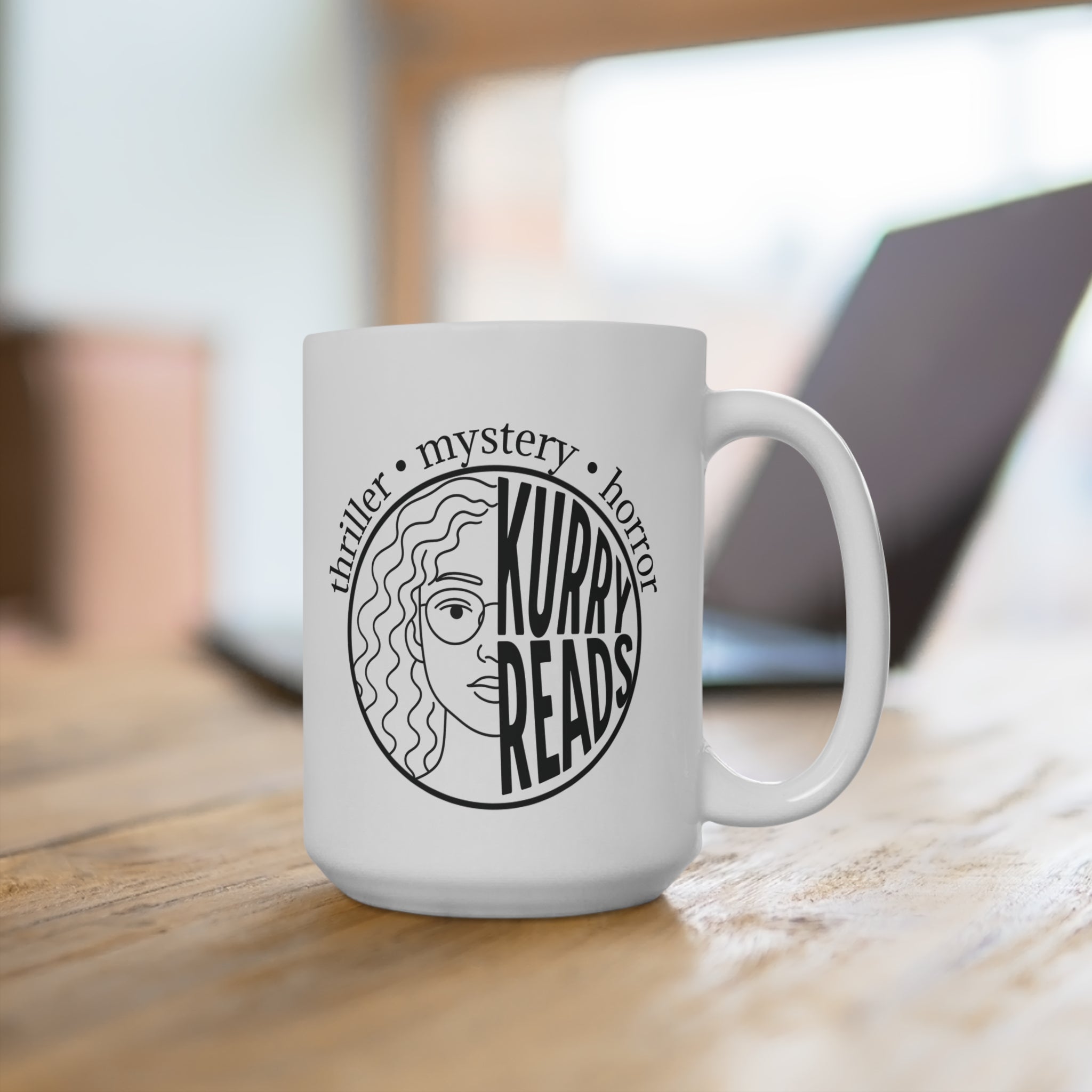 kurryreads logo 15oz mug